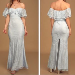 Lulu’s Feeling Amorous Light Blue Lace Maxi